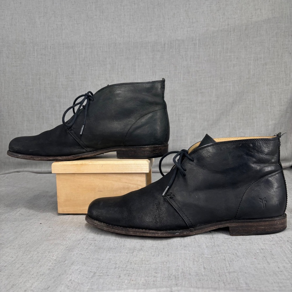 FRYE Phillip Chukka Boots‎ Black Leather Lace Up Business Shoes Men's Size 11 - Picture 3 of 13